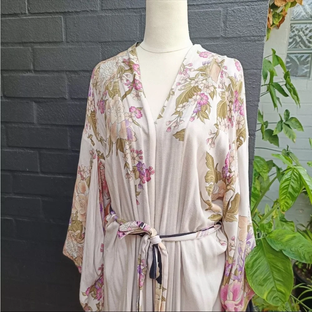Spell & The Gypsy Vintage OS Blue Skies Reversible Rare Unicorn Kimono Duster - Picture 10 of 16